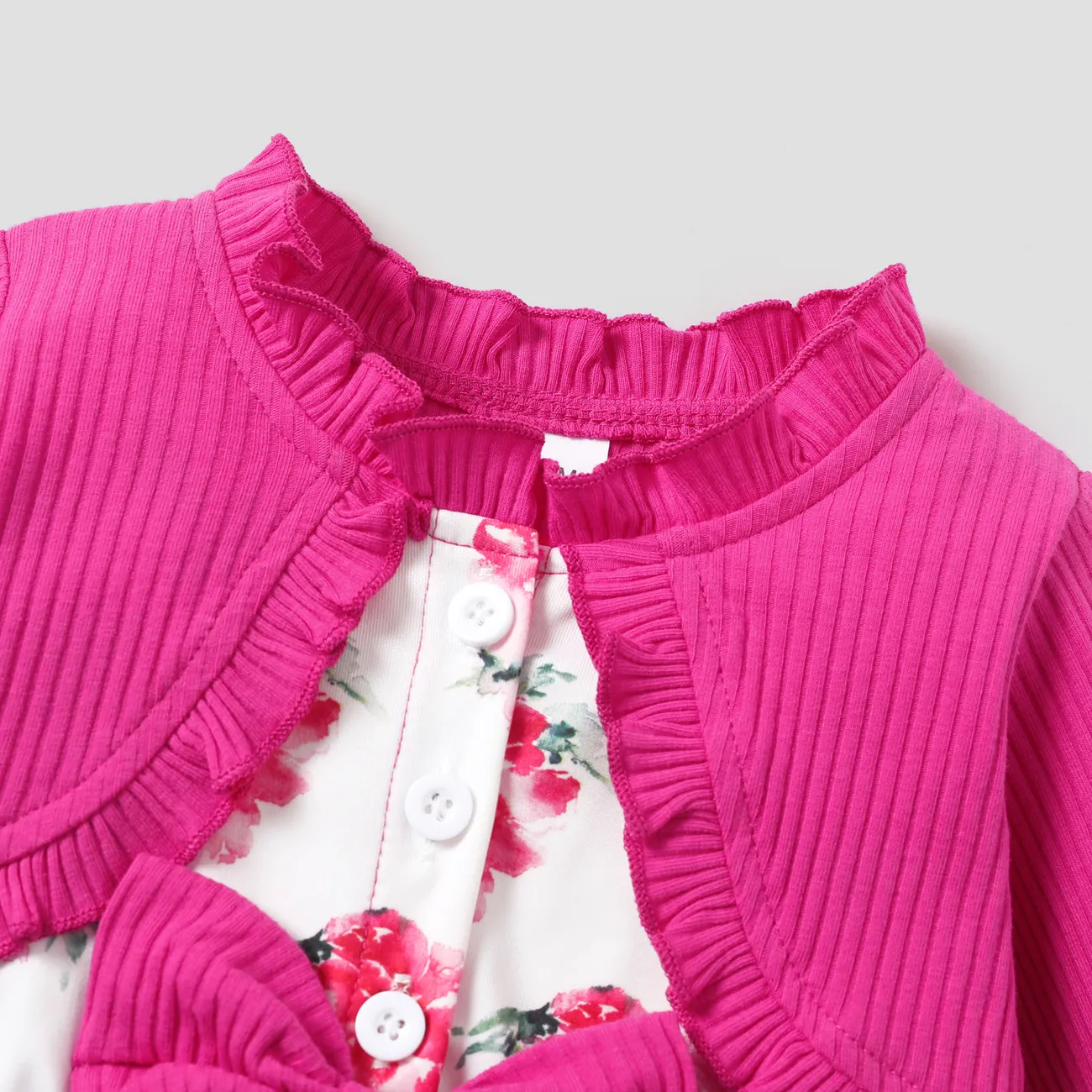 2 unidades Bebé Costuras de tecido Rosa Casual Manga comprida Vestidos Rosa Claro big image 1