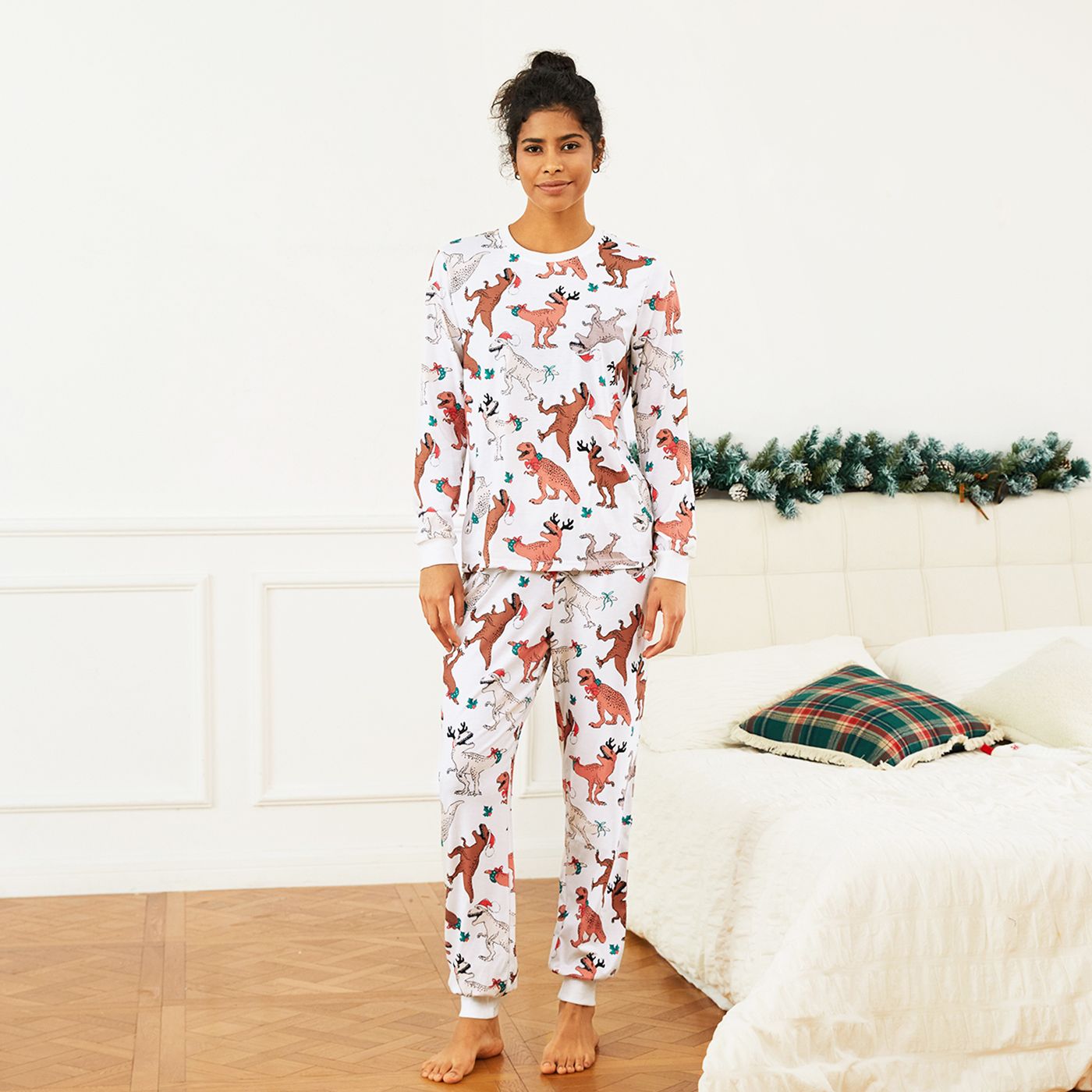 Christmas Dinosuar Print Family Matching Pajamas Sets (Résistant Aux Flammes)