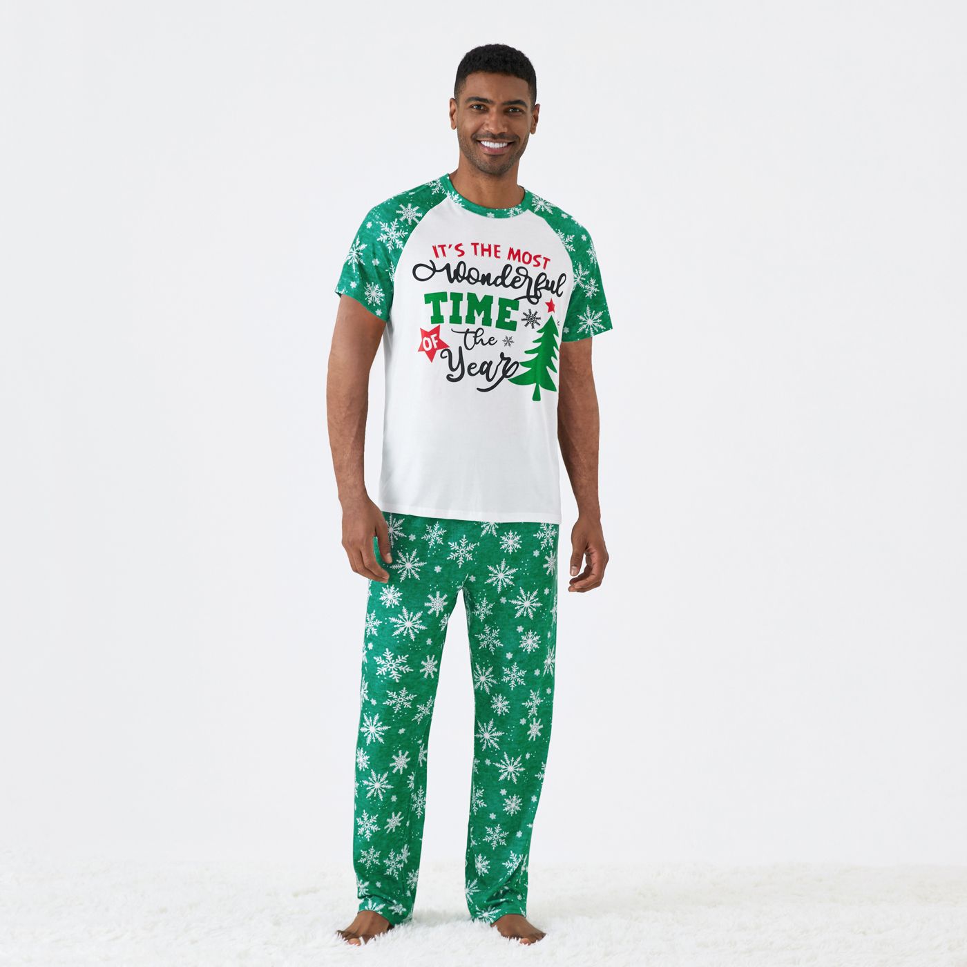 

Christmas Family Matching Letter and Christmas Tree Print Long-sleeve Red Pajamas Sets (Flame Resistant)