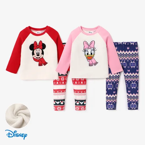 Disney Mickey and Friends Toddler Girl Character Print Warm Long-sleeve Top and Naia™ Pants Sets 