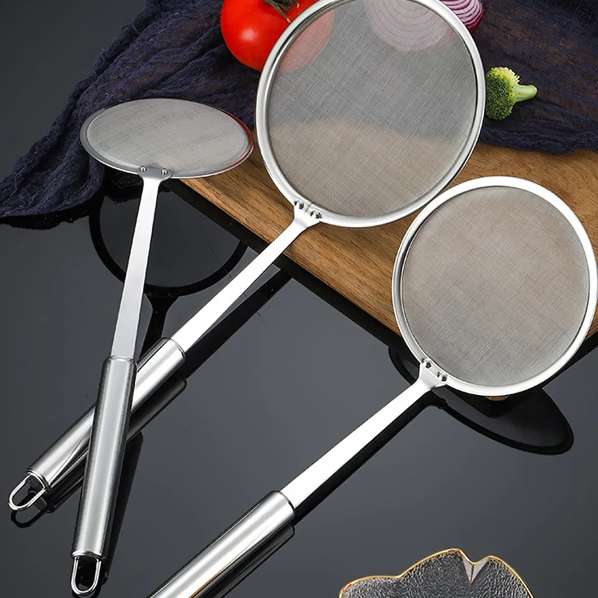 Stainless Steel Skimmer Ladle with Filter for Juicing, Soy Milk, Frying, and Foam Making Silver image 6