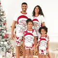 Christmas Santa and Snowman Print Family Matching Short-sleeve Tops and Shorts Pajamas Sets (Flame Resistant)  image 2