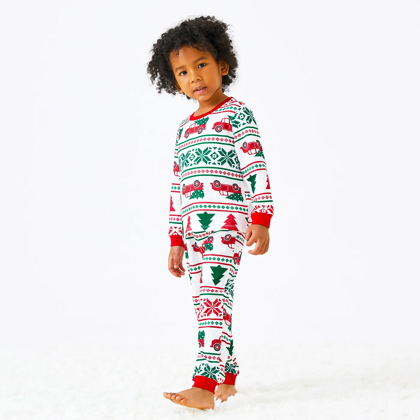 Christmas Tree And Trunk Print Family Matching Pajamas Sets (Flame Resistant)a