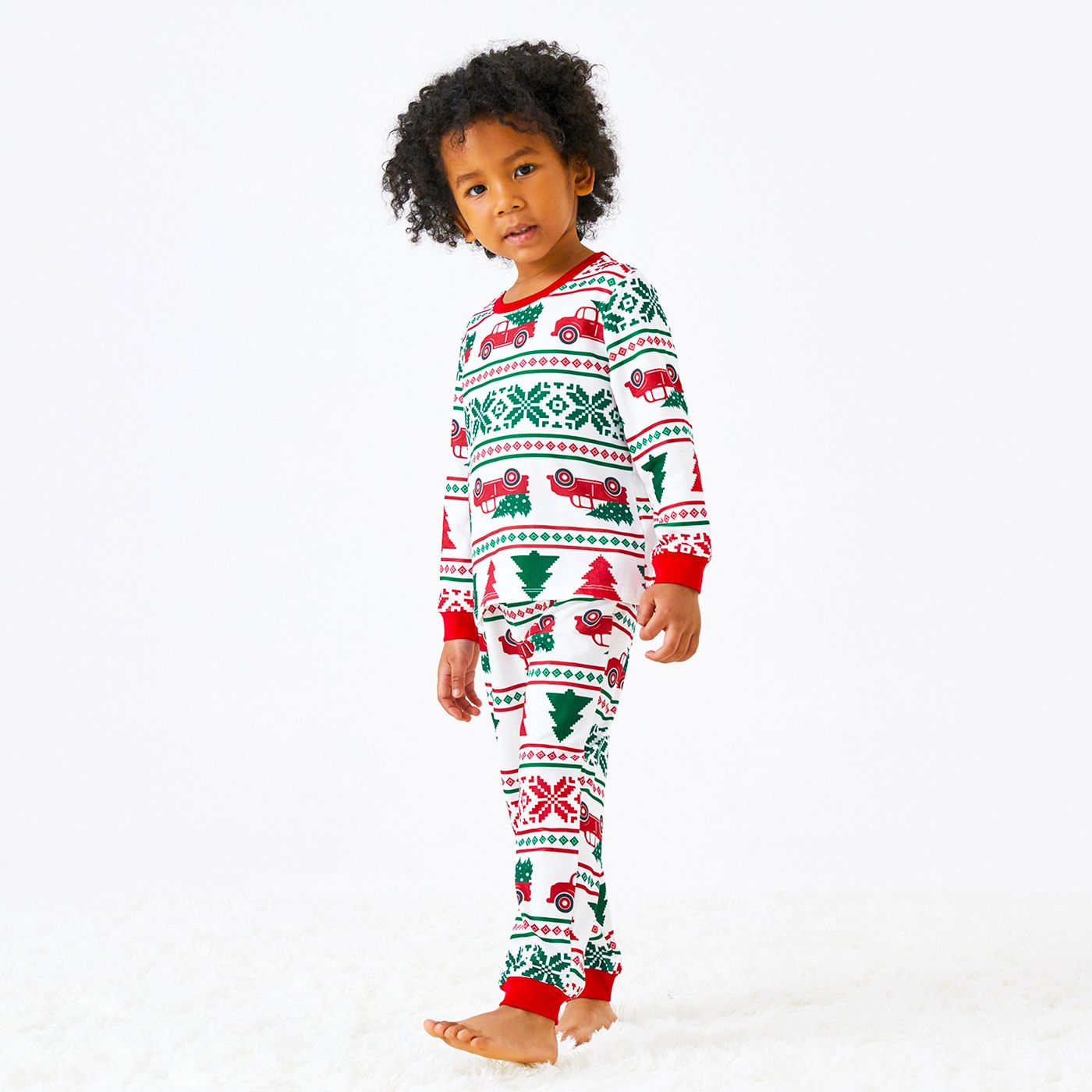 Christmas Tree And Trunk Print Family Matching Pajamas Sets (Flame Resistant)a