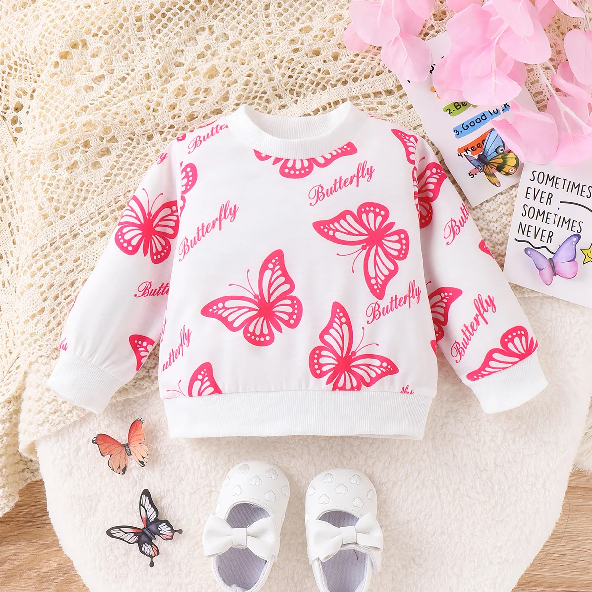 Baby Girl Sweet Butterfly Animal print Pullover Hoodie   image 3