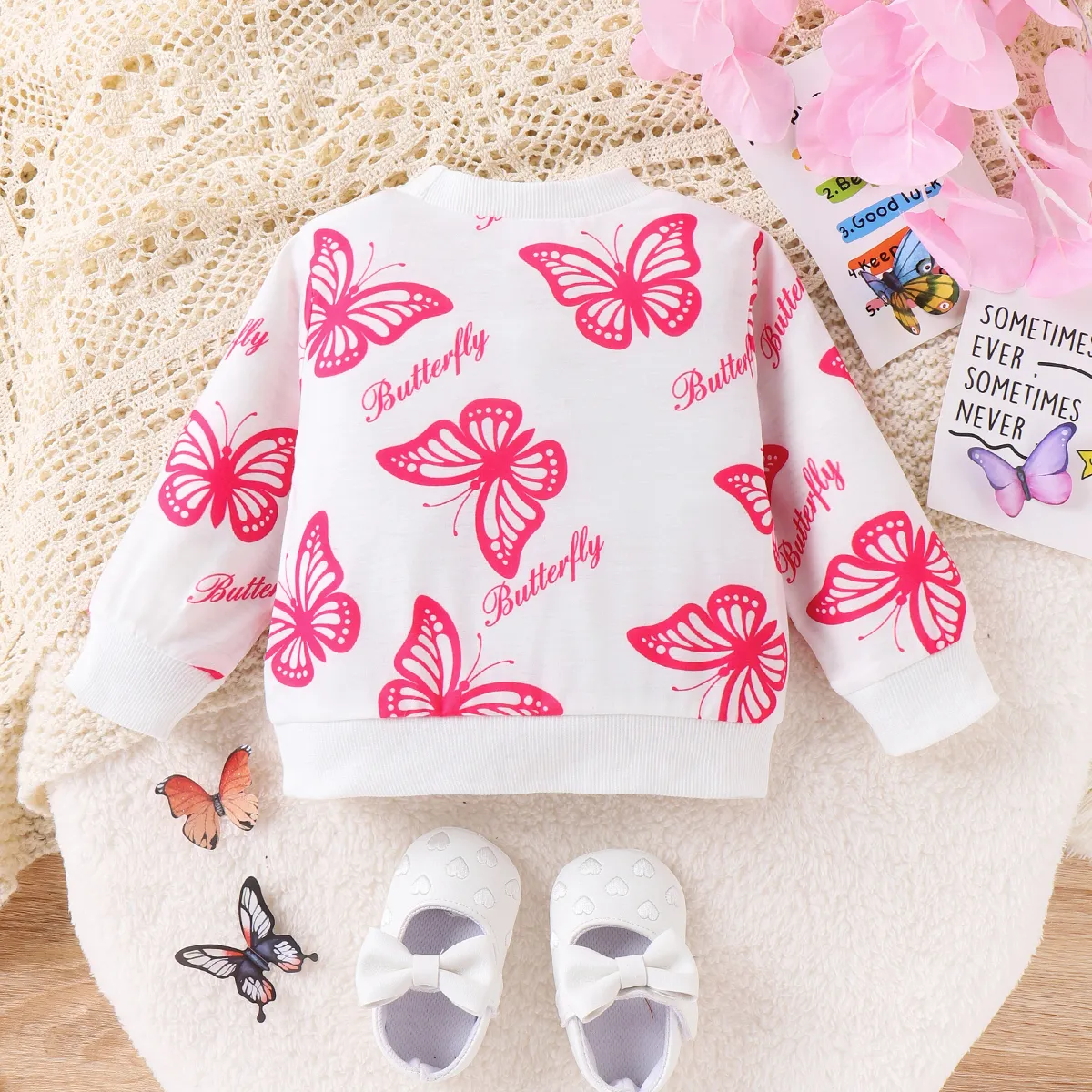 Baby Girl Sweet Butterfly Animal print Pullover Hoodie   image 2