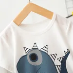 2pcs Baby Boy Cartoon Dinosaur Print Short-sleeve T-shirt and Pinstriped Shorts Set  image 6