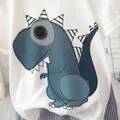 2pcs Baby Boy Cartoon Dinosaur Print Short-sleeve T-shirt and Pinstriped Shorts Set  image 3