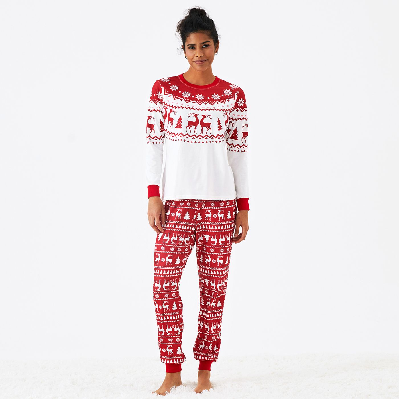 

Christmas Reindeer and Snowflake Print Family Matching Pajamas Sets (Flame Resistant)