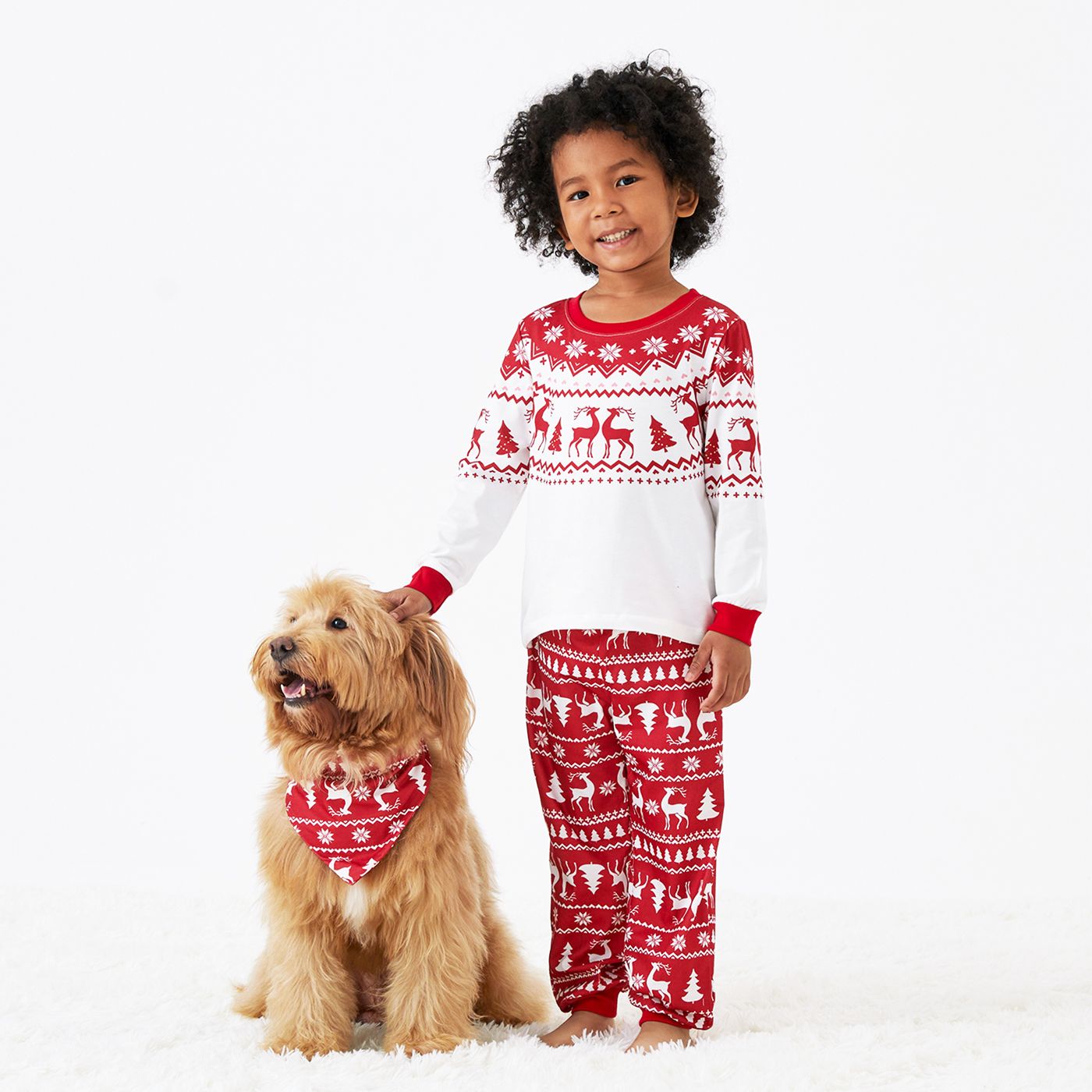 Christmas Reindeer And Snowflake Print Family Matching Pajamas Sets (Flame Resistant)