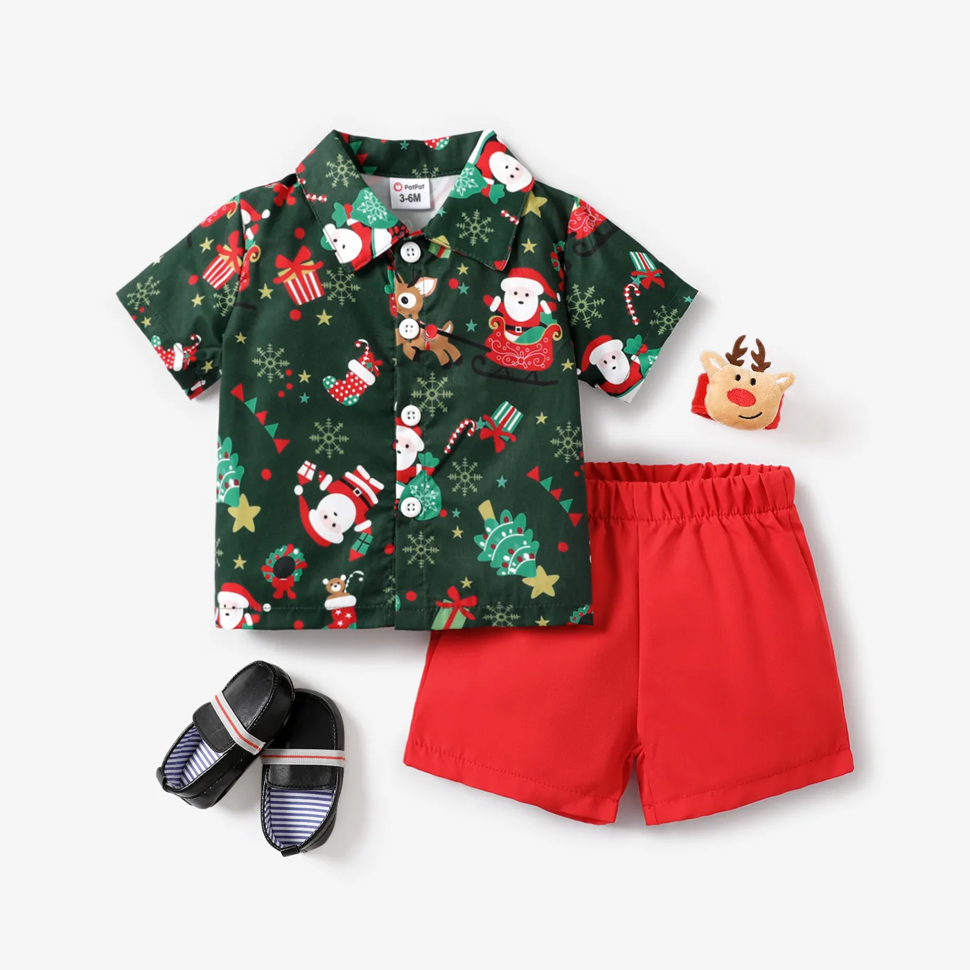 2pcs Baby Boy Christmas Lapel Childlike Design Set 