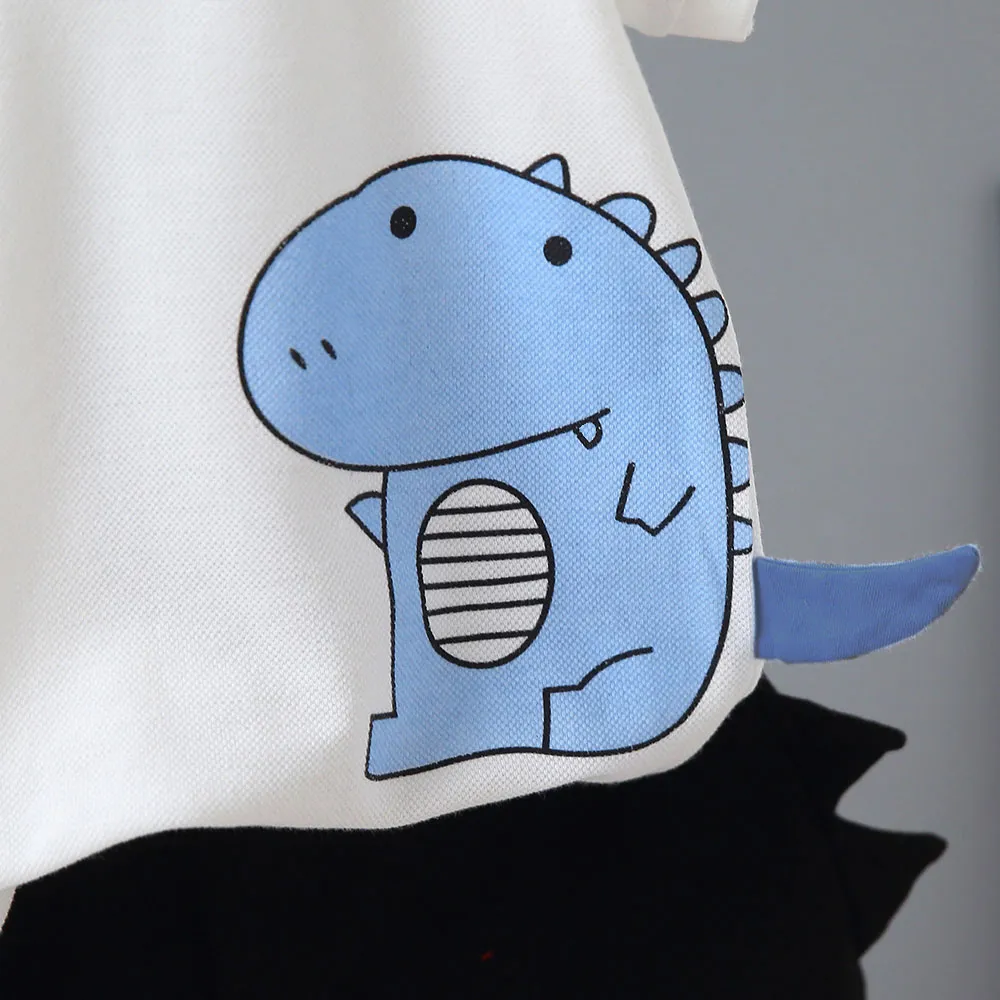 2 Stück Kleinkinder Jungen Polokragen Lässig Dinosaurier T-Shirt-Sets big image 6