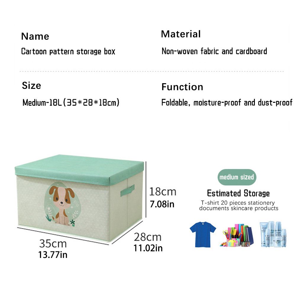Foldable Storage Box With Animal Cartoon Design For Dorm Rooms