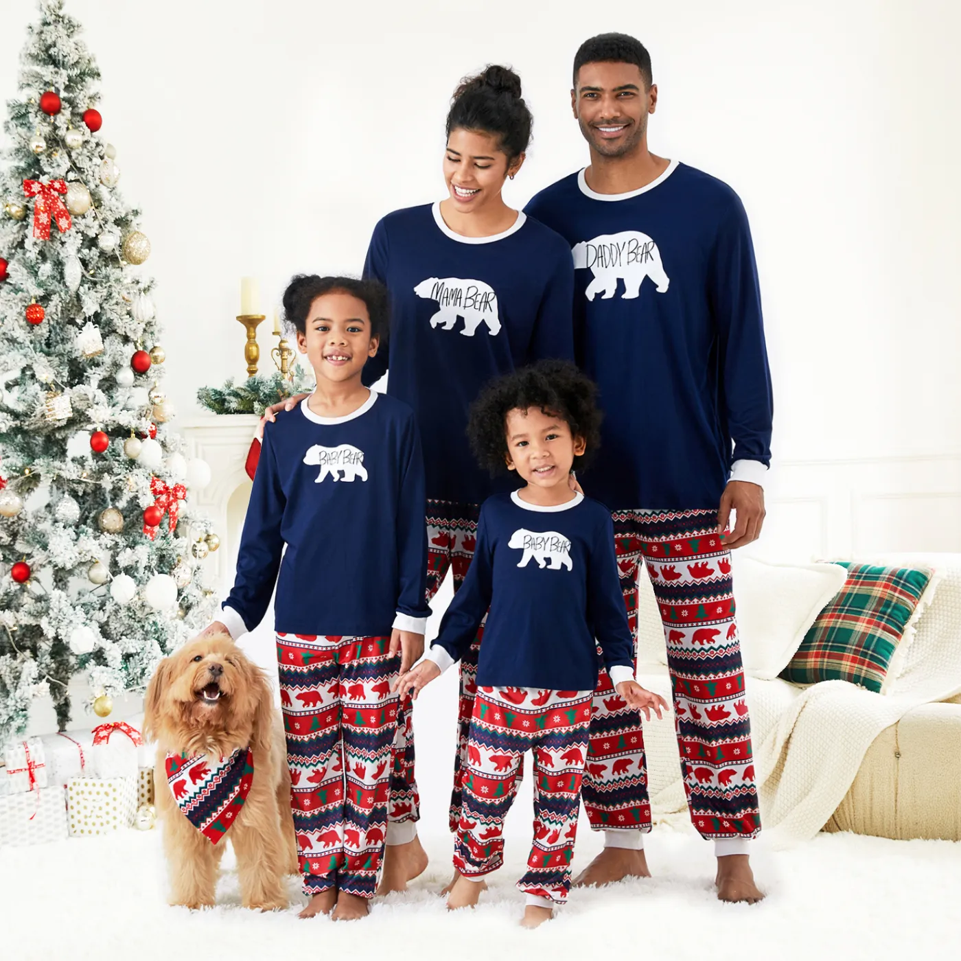 Blue matching best sale family christmas pajamas