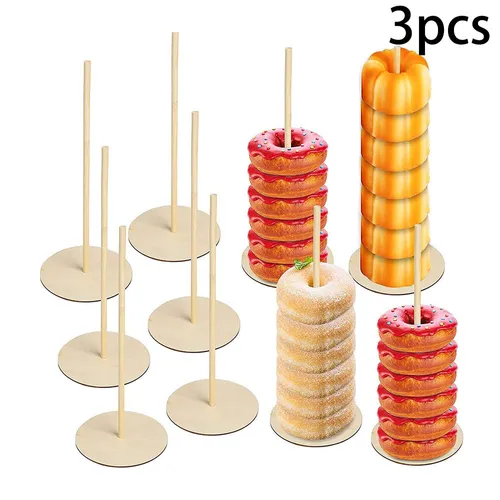 Conjunto de 3 suportes de rosquinha de madeira