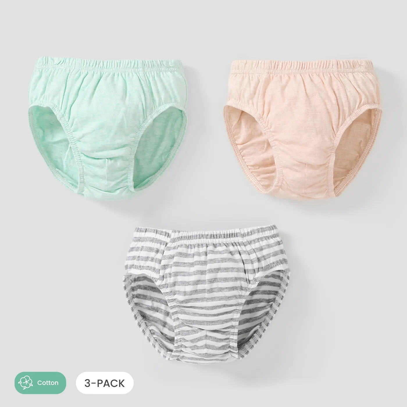 3pcs criança / menino de cor sólida e xadrez básico conjunto de roupas íntimas Multicolorido