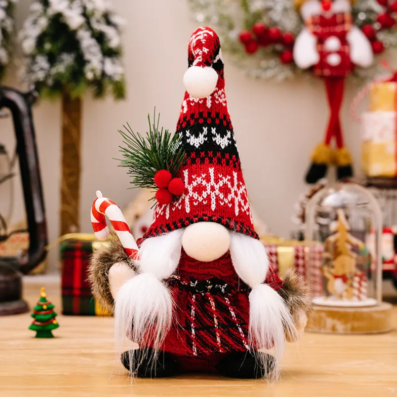 Décoration d’ornement de poupée tricotée de Noël Noir big image 1
