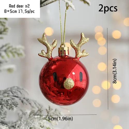 Conjunto de 2 renas de PVC penduradas decorações para árvore de Natal com design de estilo nórdico bonito