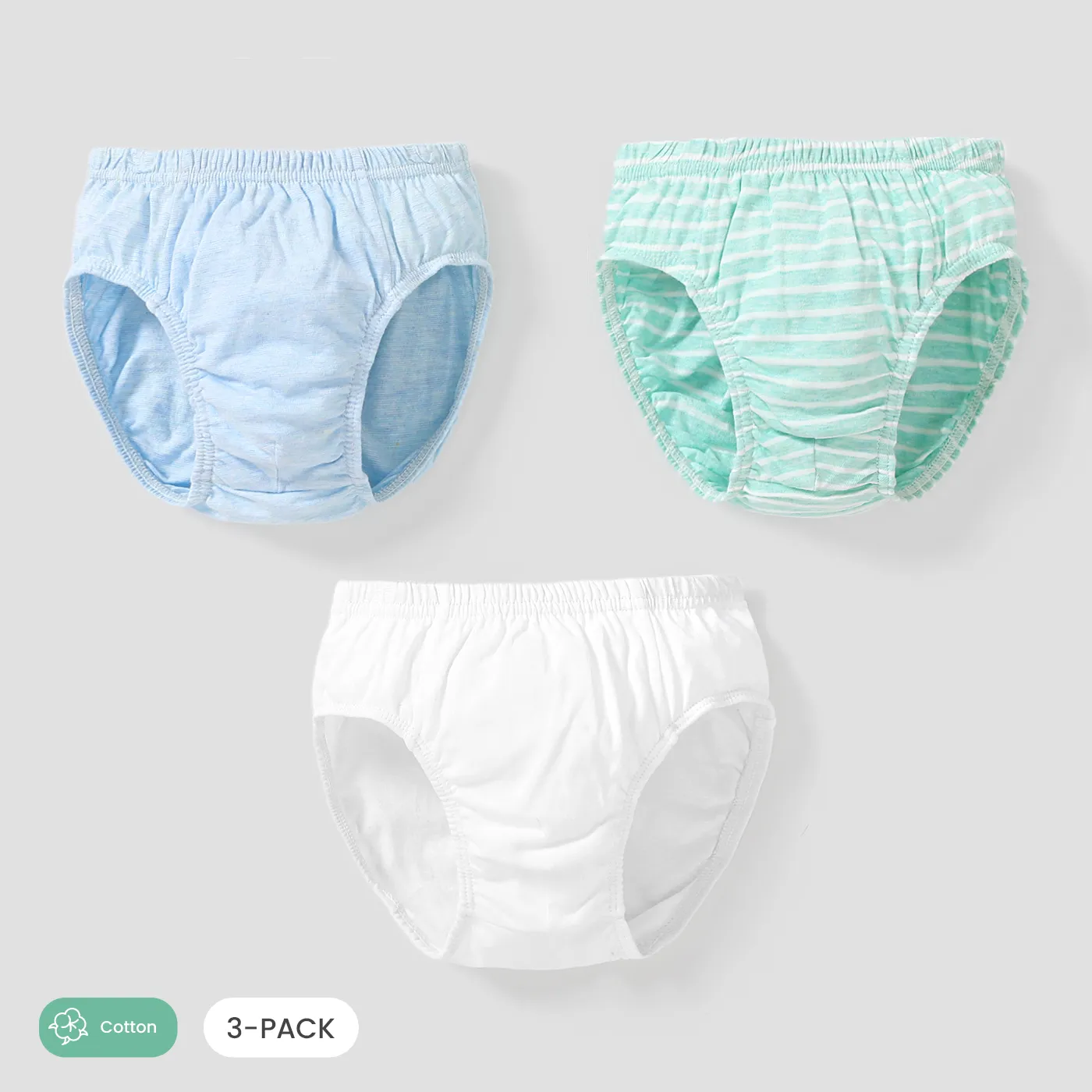 3pcs criança / menino de cor sólida e xadrez básico conjunto de roupas íntimas Bloco de Cor big image 1
