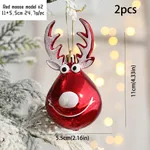 Set of 2 PVC Reindeer Hanging Decorations for Christmas Tree with Beautiful Nordic Style Design Color-C