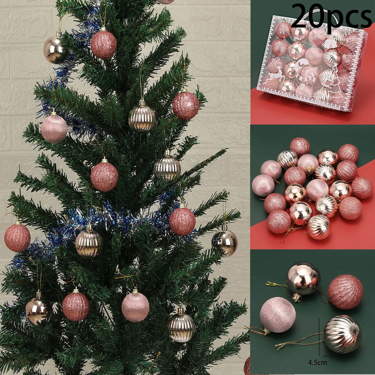 Set mit 20 Weihnachtsdekokugeln Mehrfarben big image 1