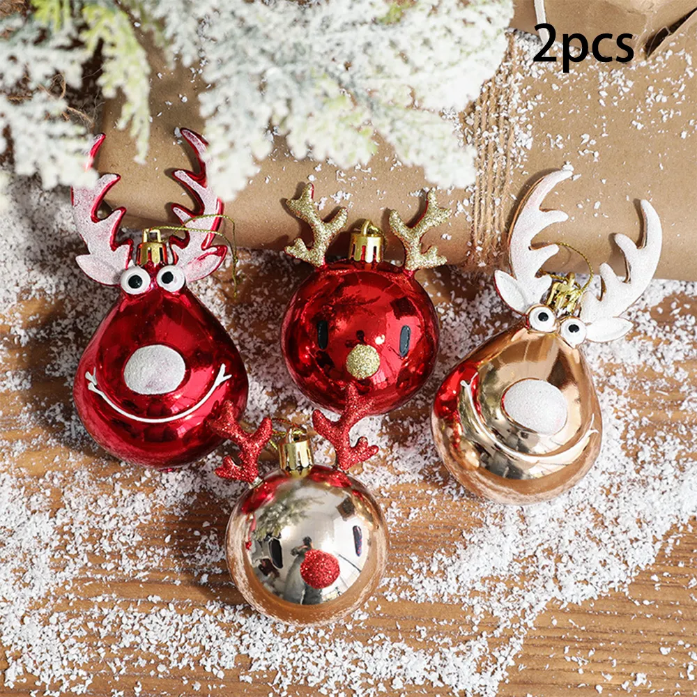 Ensemble de 2 décorations suspendues de rennes en PVC pour arbre de Noël avec un beau design de style nordique Couleur-A big image 1