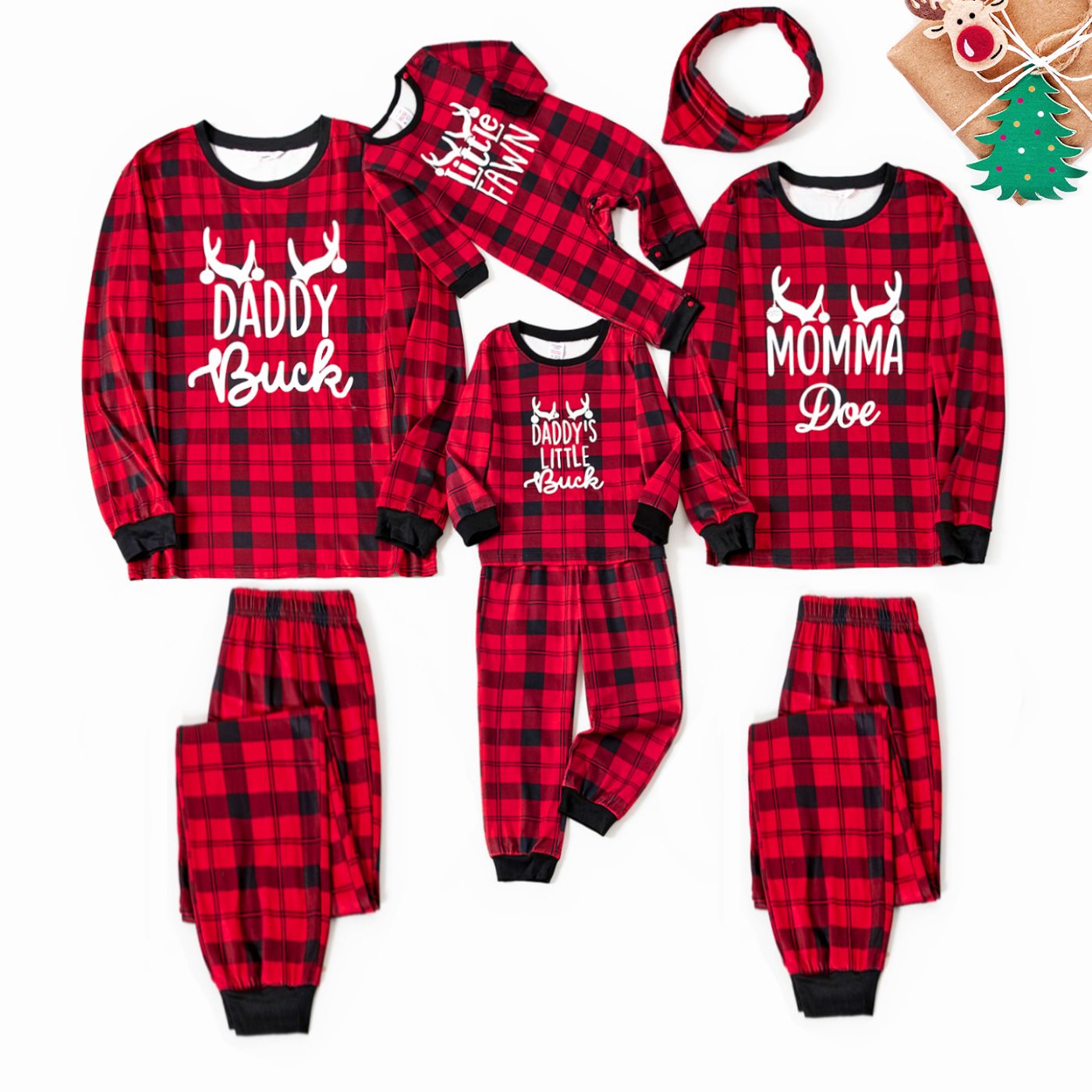 

Christmas Letter Print Family Matching Plaid Pajamas Sets (Flame Resistant)