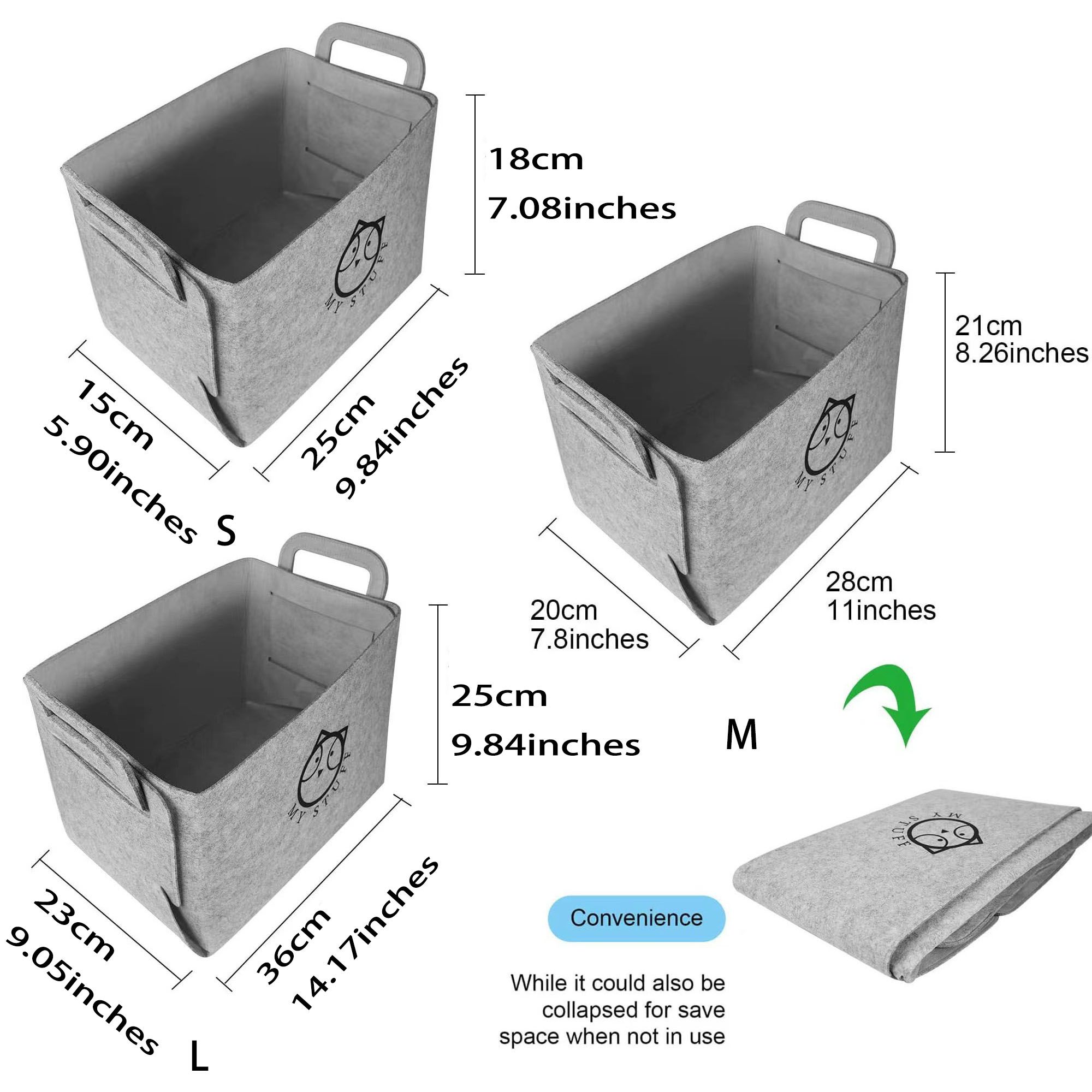Folding Felt Rectangular Storage Basket With Large Capacity