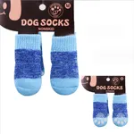 4pcs Christmas Pet Non-slip Cute Socks Blue