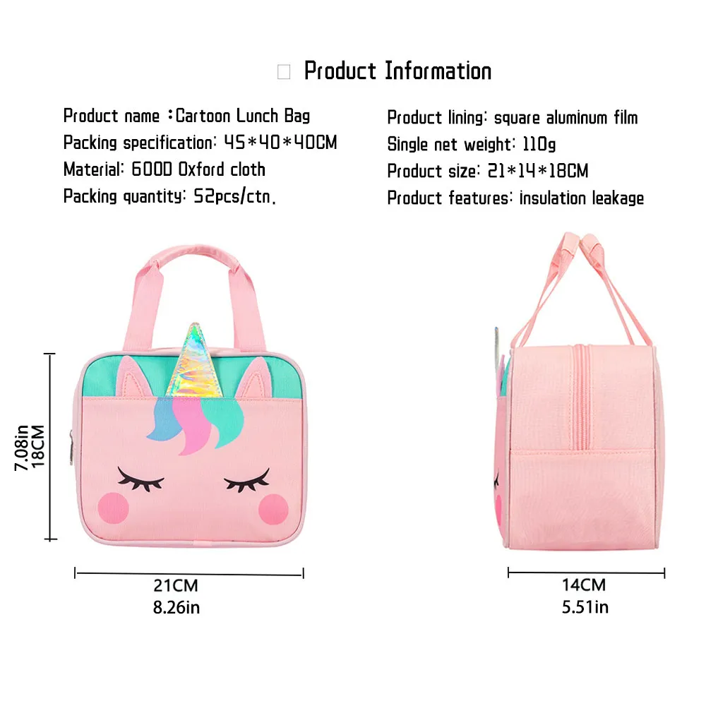 New Cartoon Portable Lunch Box Kid Insulated Lunch Bag for