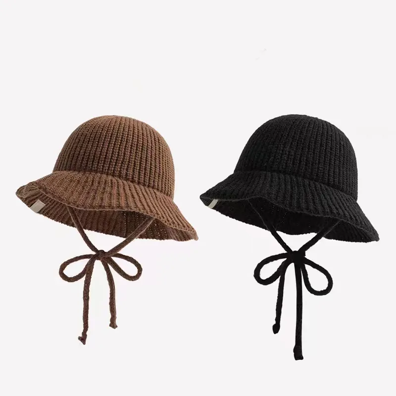 Toddler/kids Stylish and simple knitted  bucket hat Black image 5
