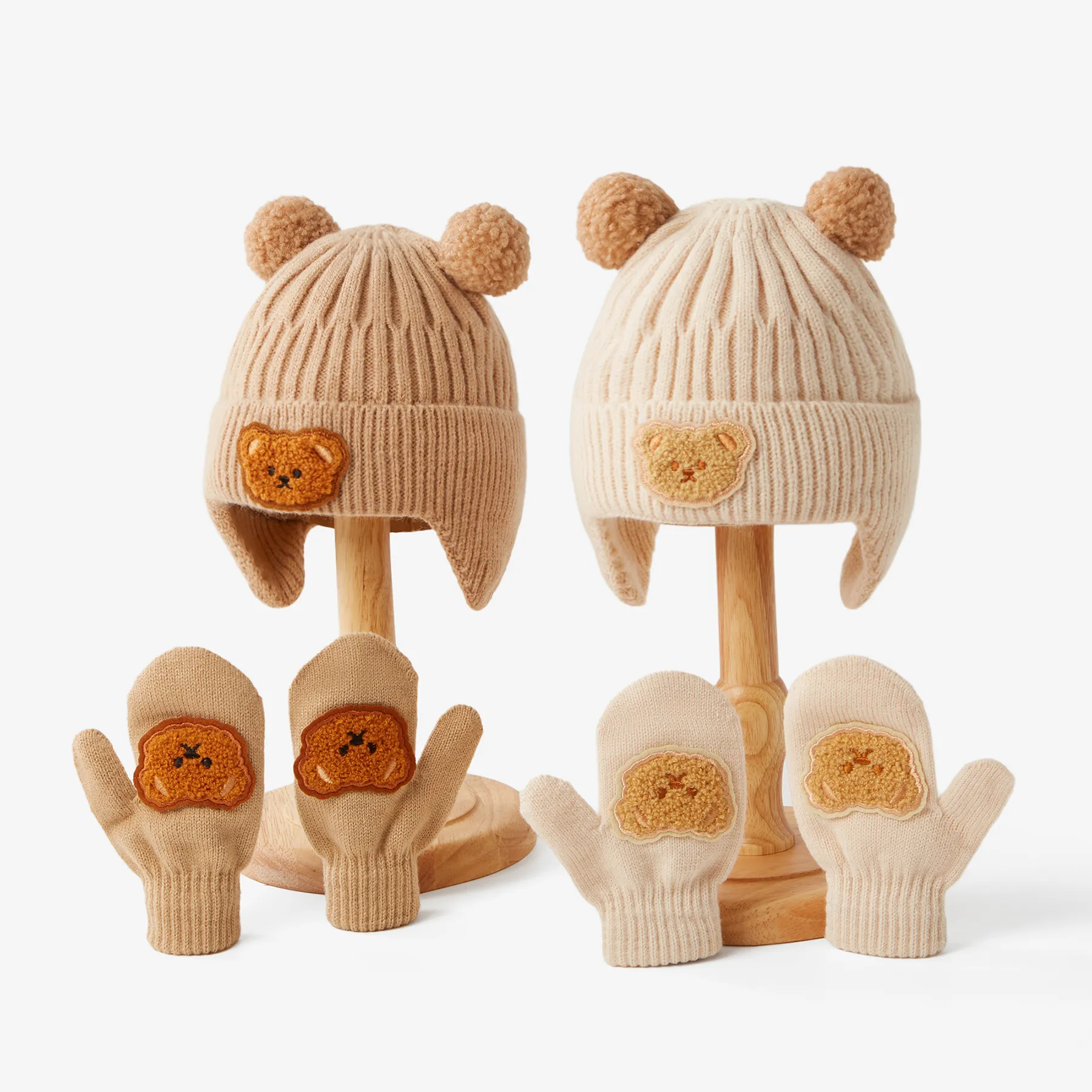 A must-have warm set of woolen ear hats and gloves for Baby/toddler in winter