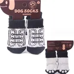 4 piezas de calcetines lindos antideslizantes para mascotas navideñas blanco y negro
