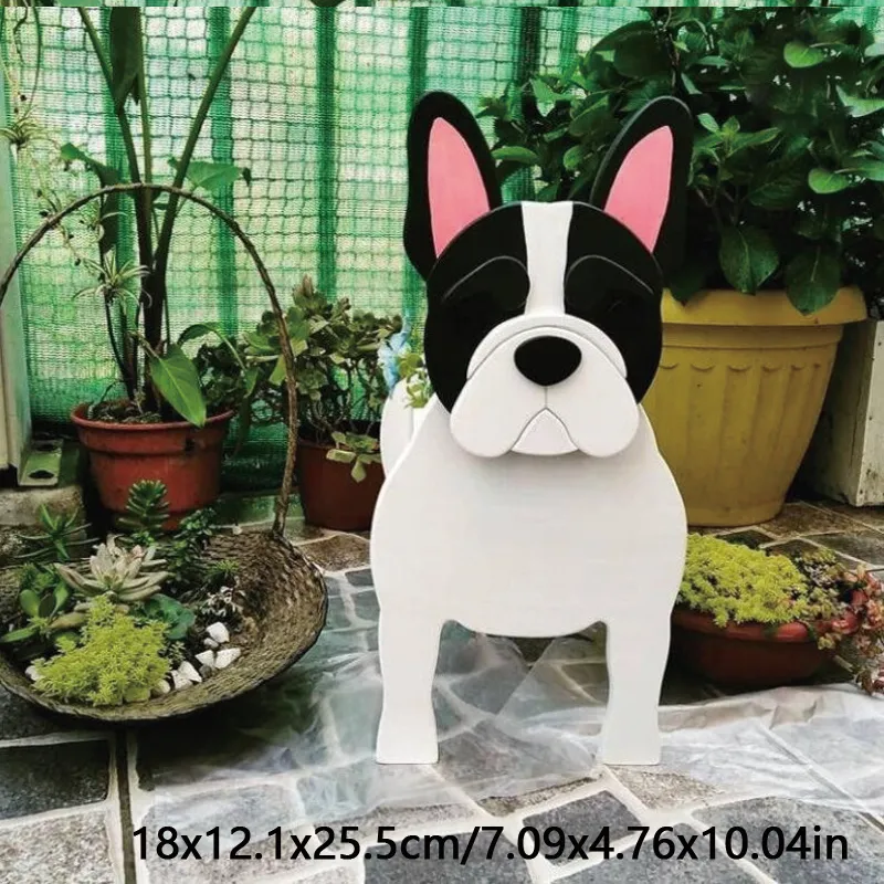 Pet Dog Flower Plate Courtyard Decoration in Single Packaging White big image 1