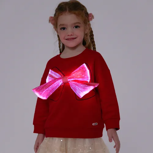 مضيئة للإزالة كبيرة bowkont تصميم كنزة صوفية قطنية حمراء لطفلة صغيرة