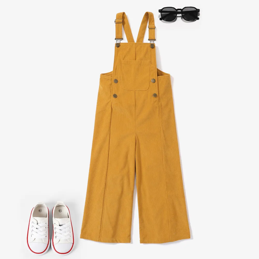 Kid Girl Avant-garde Design Solid Color Suspender Camisole Pant  big image 1