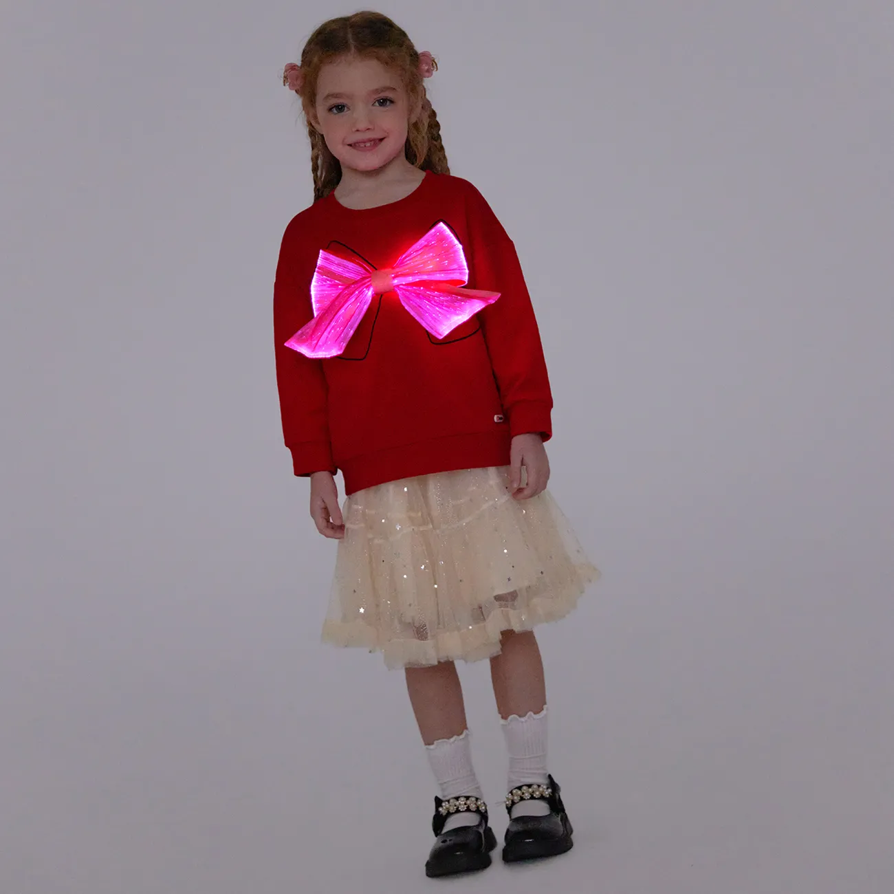 Go-Glow Illuminating Sweatshirt with Light Up Removable Bow Including Controller (Built-In Battery) Red big image 1