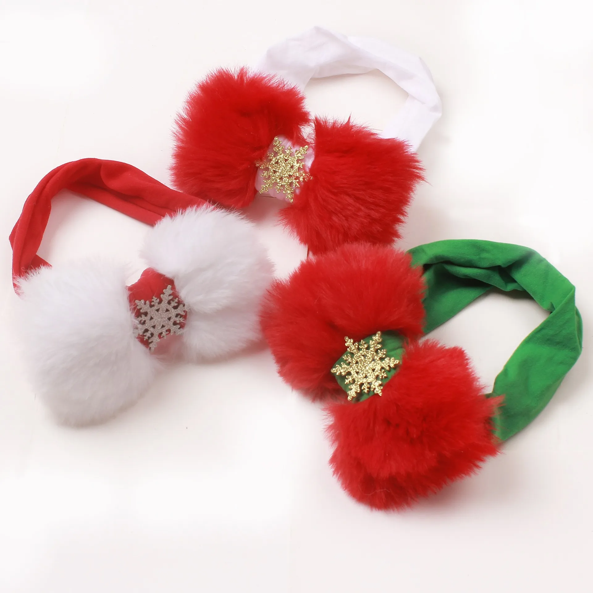 Baby's Christmas Plush Bow Headband Green image 3