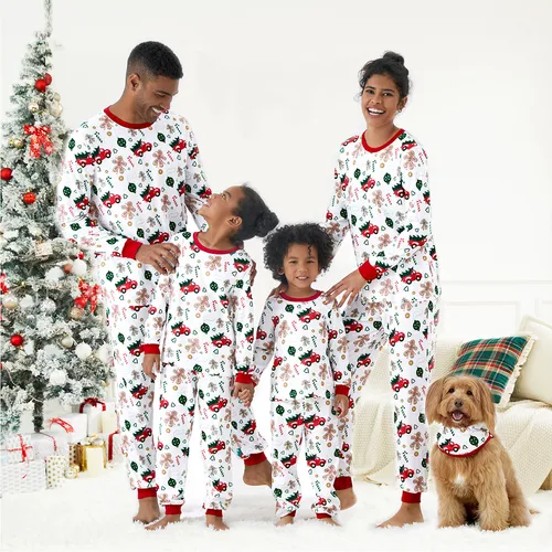 Christmas Family Matching Allover Red Truck Print Long-sleeve Pajamas Sets (Flame Resistant)