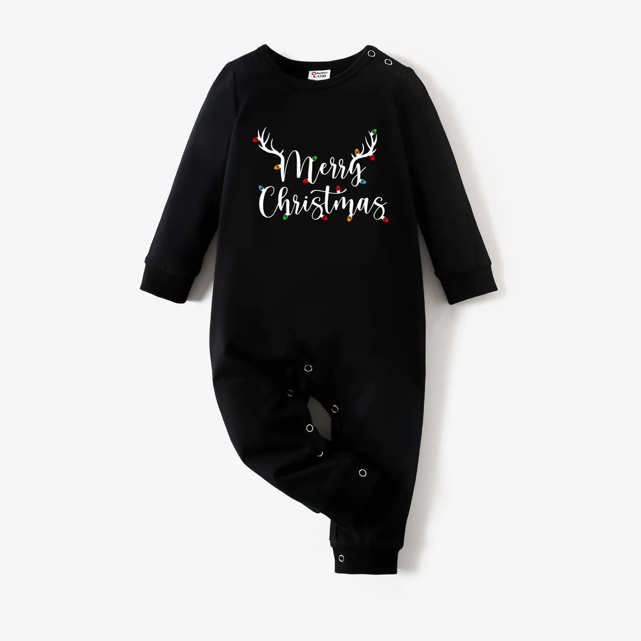 Christmas Family Matching Letters Print Cotton Long Sleeves Tops  big image 1