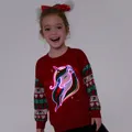 Go-Glow Christmas Illuminating Sweatshirt with Light Up Unicorn Including Controller (Built-In Battery) Red image 1