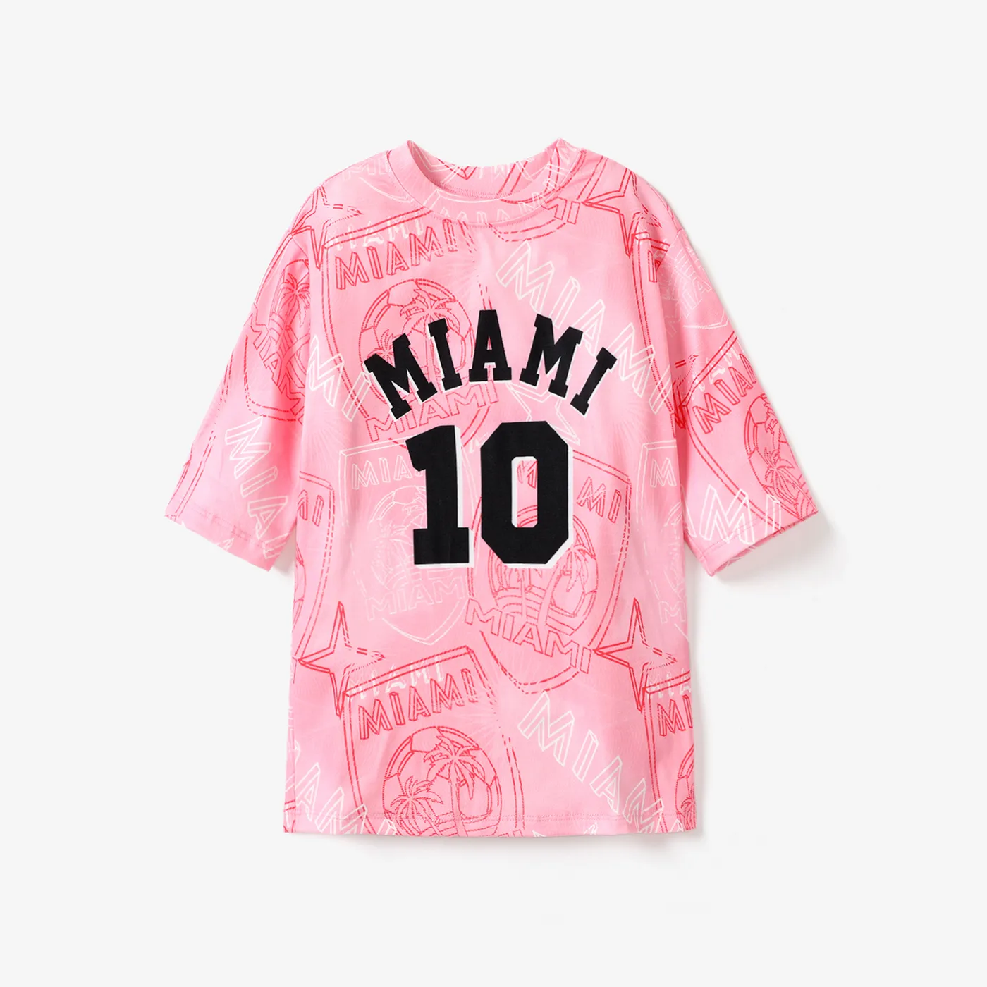 Toddler Girl Casual Letter and Figure Print Pink Dress