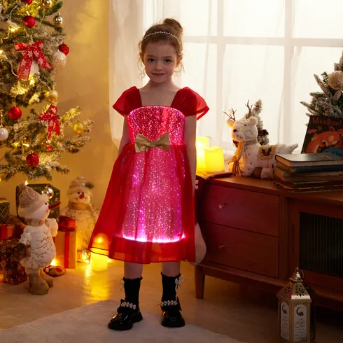 Go-Glow Christmas Illuminating Dress with Light Up Skirt Including Controller (Built-In Battery) Red big image 5