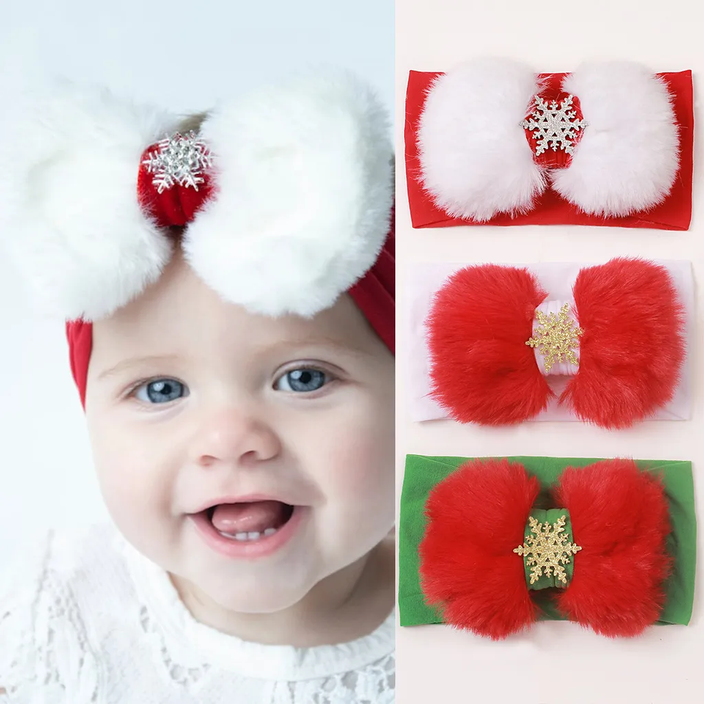 Baby's Christmas Plush Bow Headband Green big image 1