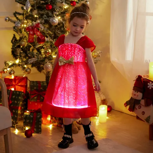 Go-Glow Christmas Illuminating Dress with Light Up Skirt Including Controller (Built-In Battery) Red big image 3