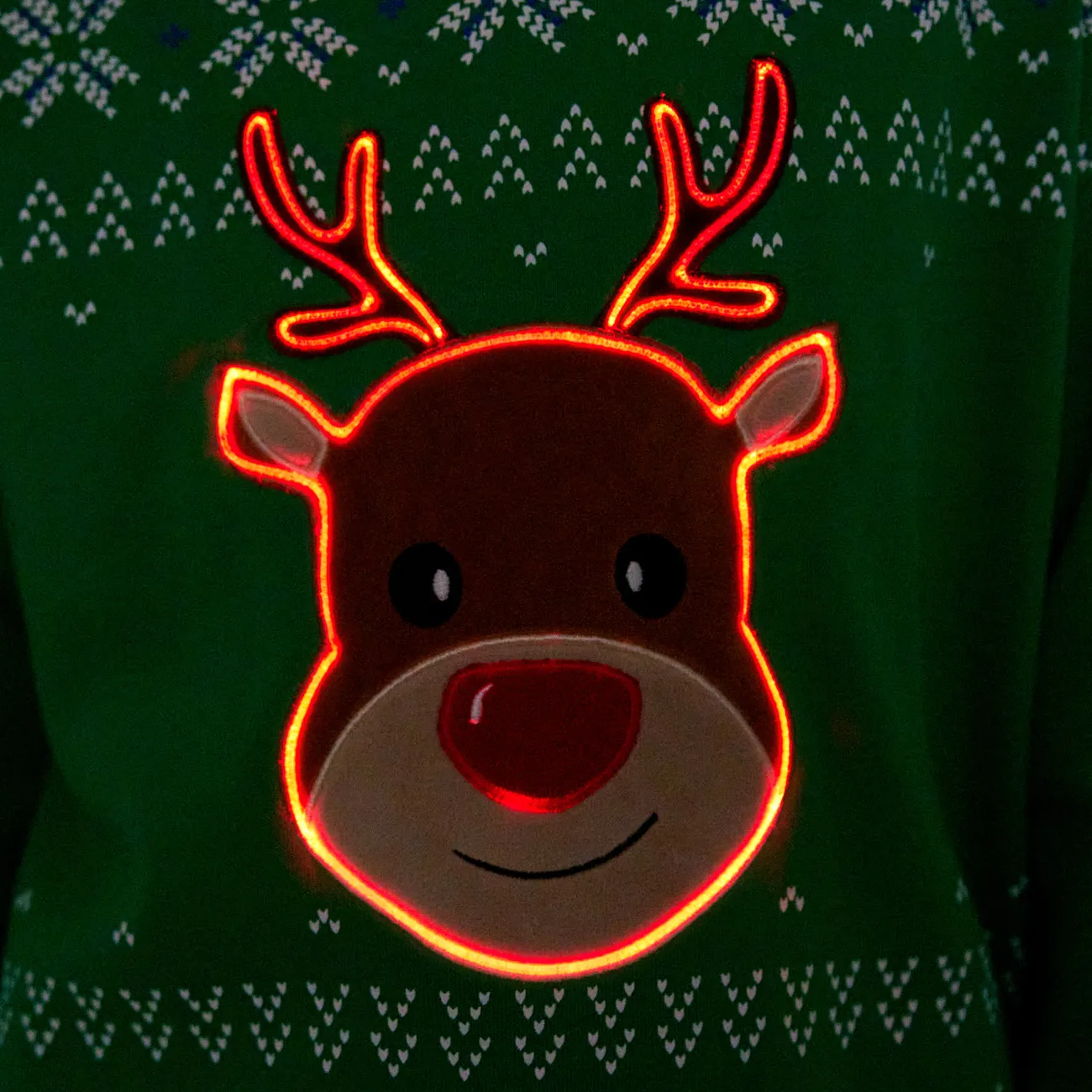 Sudadera iluminadora de Navidad Go-Glow con alce iluminado incluido el controlador (batería incorporada) Verde big image 1