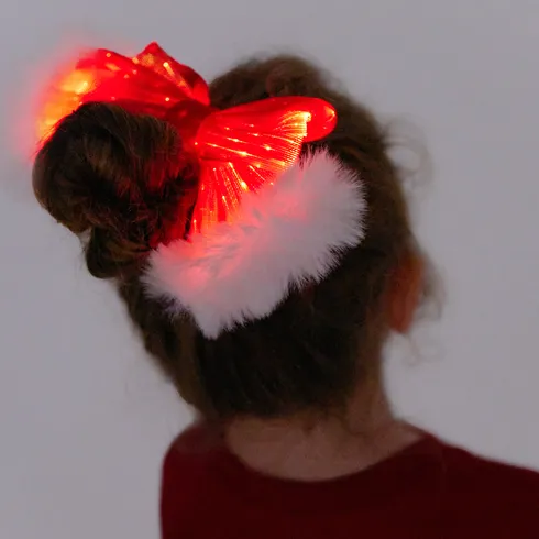 Go-Glow Christmas Light Up Big Hair Bows Hairband Including Controller (Built-In Battery) Red big image 4