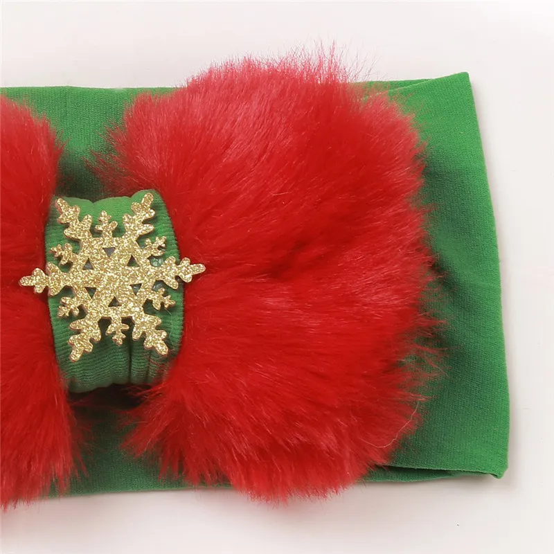 Baby's Christmas Plush Bow Headband Green image 2
