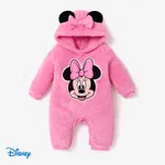 Disney Mickey and Friends Furry Character Pattern 3D Ears Hooded Romper  Pink