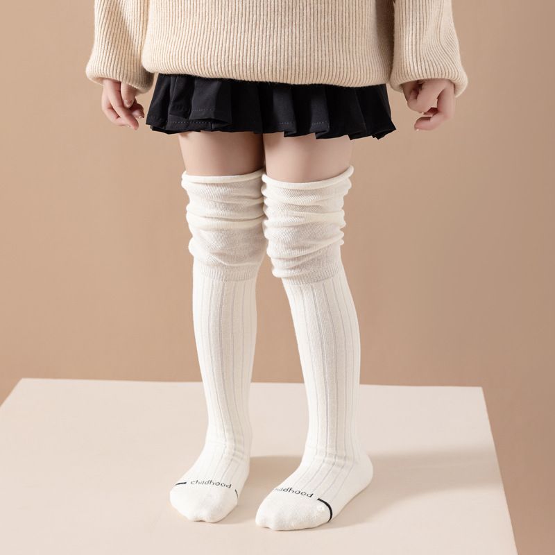 Toddler/kids Long combed cotton over-the-knee stacked piles of socks